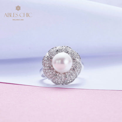 Bague florale en perles d'Akoya 5783