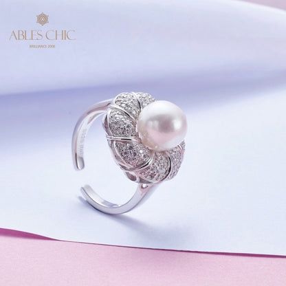Bague florale en perles d'Akoya 5783