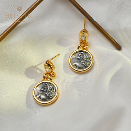 Boucles d'oreilles pièces de lion romaines 5980