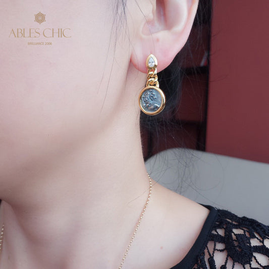 Boucles d'oreilles pièces de lion romaines 5980