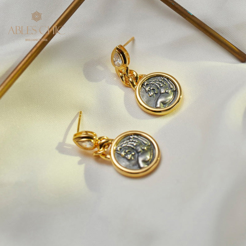 Boucles d'oreilles pièces de lion romaines 5980
