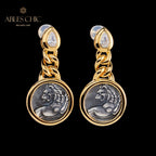 Boucles d'oreilles pièces de lion romaines 5980