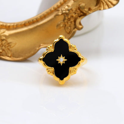 Bague agate trèfle ajourée 5037