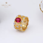 Bague florale en nid d'abeille en dentelle 5031