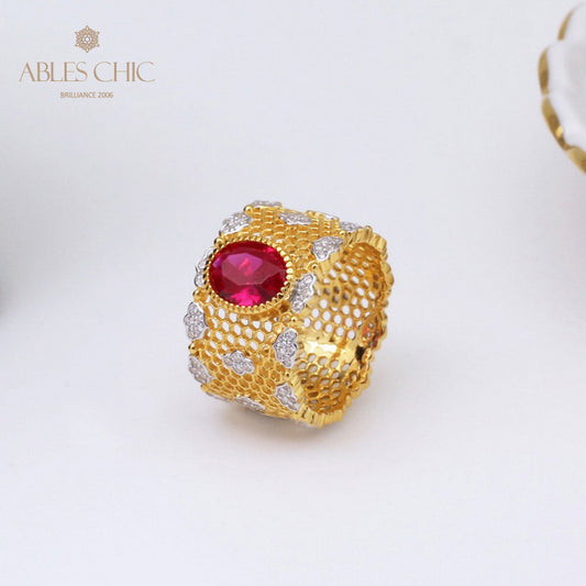 Bague florale en nid d'abeille en dentelle 5031