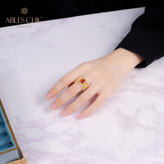 Bague florale en nid d'abeille en dentelle 5031