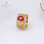 Bague florale en nid d'abeille en dentelle 5031