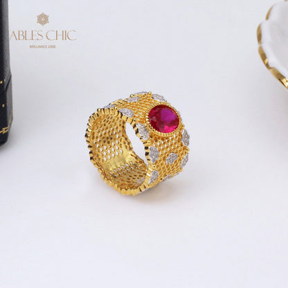Bague florale en nid d'abeille en dentelle 5031