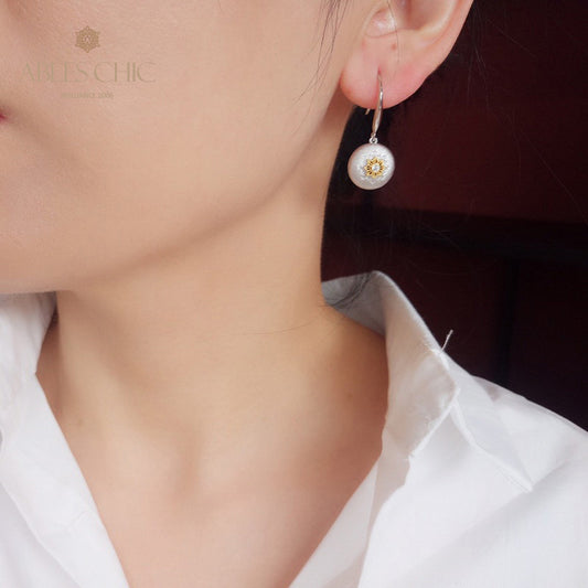 Boucles d'oreilles pendantes florales en forme de dôme 5894