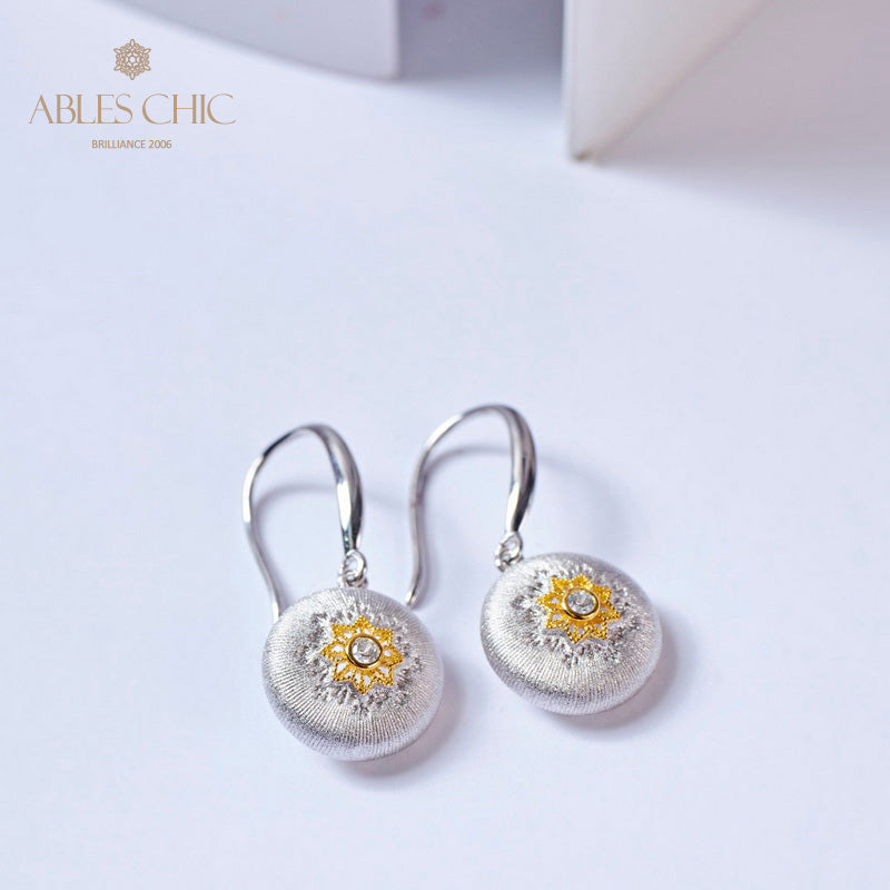 Boucles d'oreilles pendantes florales en forme de dôme 5894
