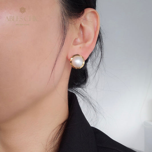 Boucles d'oreilles en perles d'eau de mer Mabe 6015