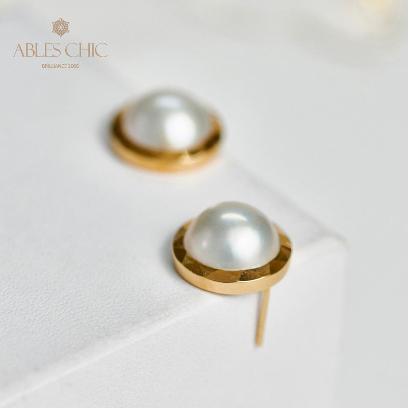 Boucles d'oreilles en perles d'eau de mer Mabe 6015