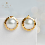 Boucles d'oreilles en perles d'eau de mer Mabe 6015