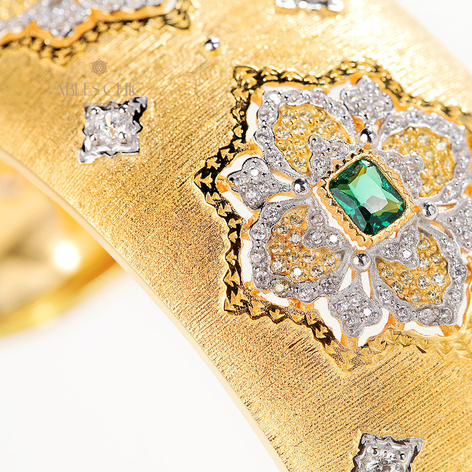 Bracelet Floral Émeraude Fretwork Dense 5228