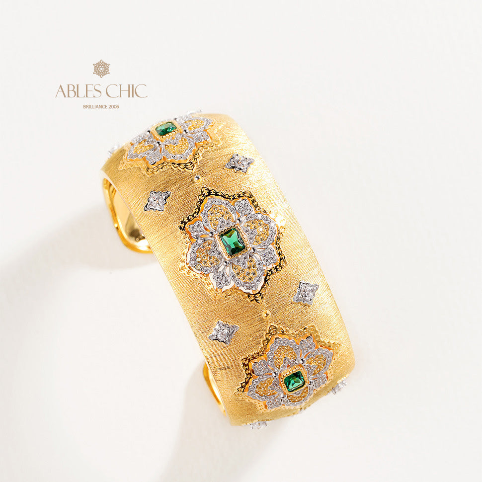 Bracelet Floral Émeraude Fretwork Dense 5228