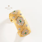 Bracelet Floral Émeraude Fretwork Dense 5228