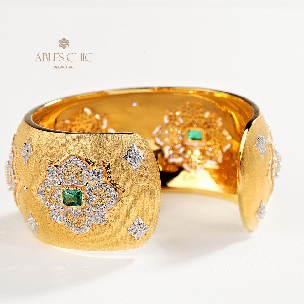 Bracelet Floral Émeraude Fretwork Dense 5228