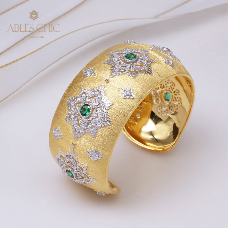 Bracelet Floral Émeraude Fretwork Dense 5230