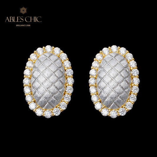 Boucles d'oreilles halo ovale soyeux 5832