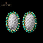 Boucles d'oreilles halo ovale soyeux 5832