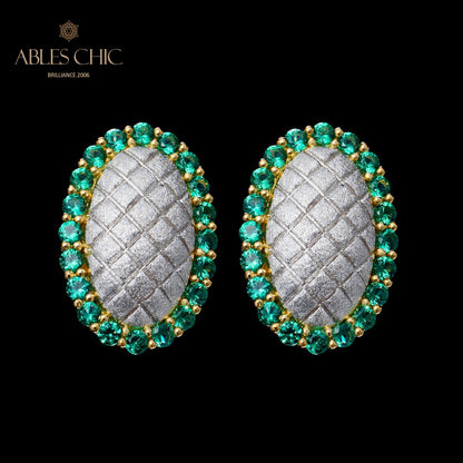 Boucles d'oreilles halo ovale soyeux 5832