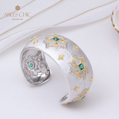 Bracelet Floral Émeraude Fretwork Dense 5232