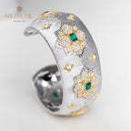 Bracelet Floral Émeraude Fretwork Dense 5232