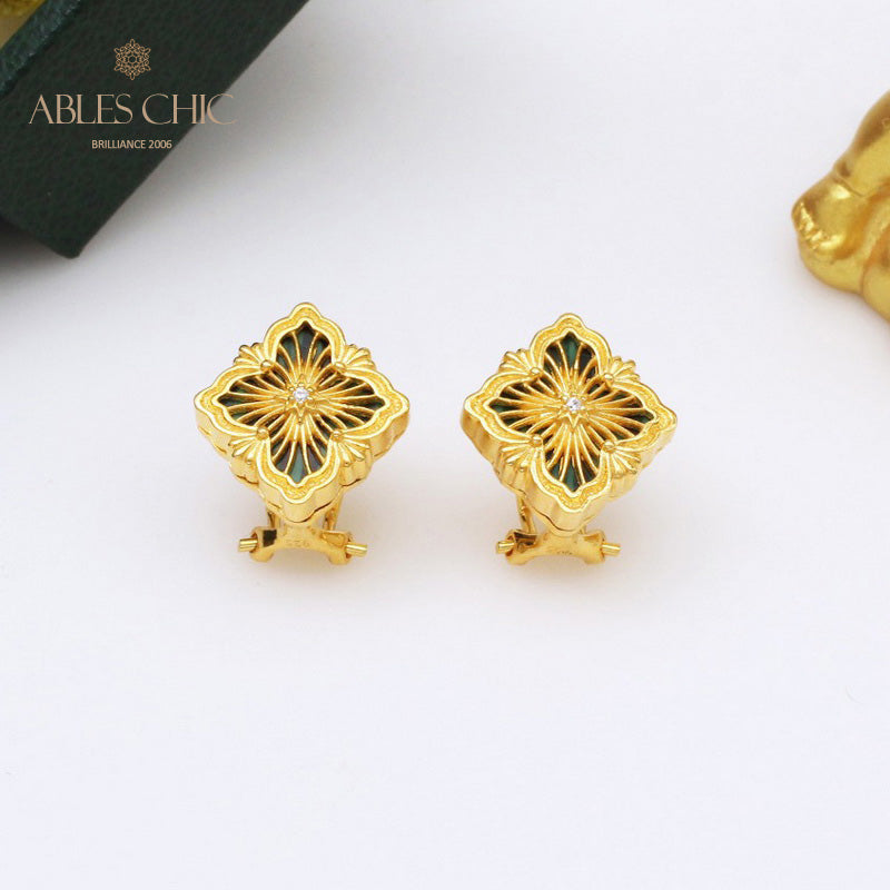 Boucles d'oreilles Fretworks Agate Trèfle 5406