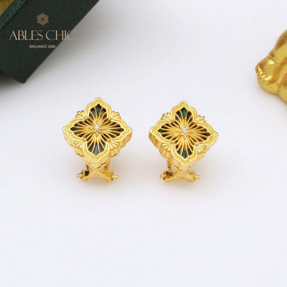 Boucles d'oreilles Fretworks Agate Trèfle 5406