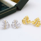 Boucles d'oreilles brossées feuille d'érable 5142