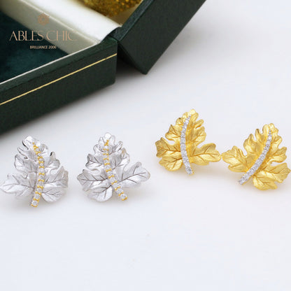 Boucles d'oreilles brossées feuille d'érable 5142