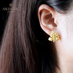 Boucles d'oreilles brossées feuille d'érable 5142