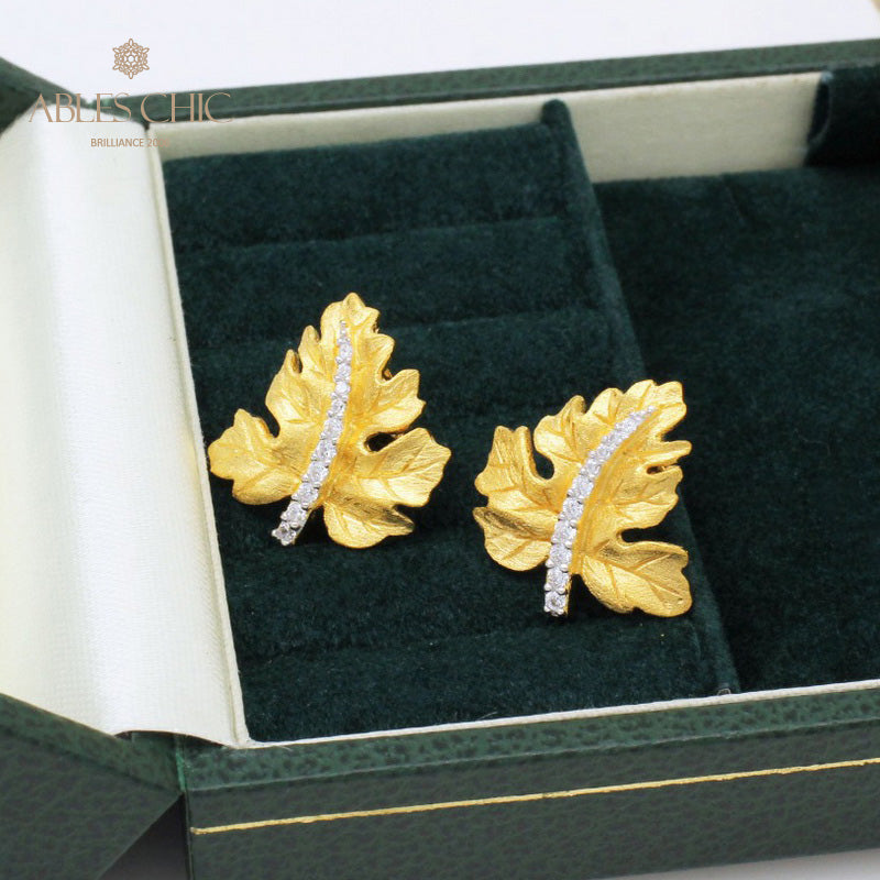 Boucles d'oreilles brossées feuille d'érable 5142