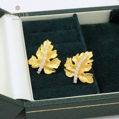 Boucles d'oreilles brossées feuille d'érable 5142