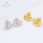 Boucles d'oreilles brossées feuille d'érable 5142