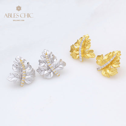 Boucles d'oreilles brossées feuille d'érable 5142
