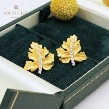 Boucles d'oreilles brossées feuille d'érable 5142