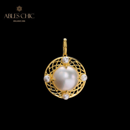 Pendentif disque en maille de perles Mabe 5956