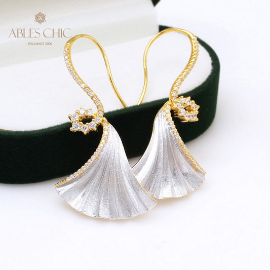 Boucles d'oreilles feuille de Ginkgo, élément en tissu, 5450