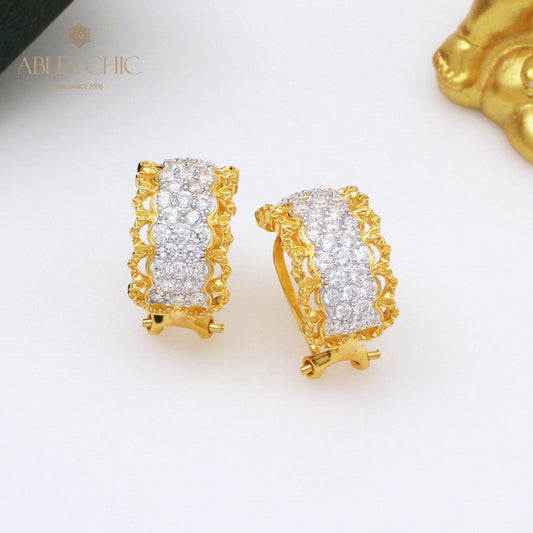 Boucles d'oreilles créoles en filigrane de dentelle 5392