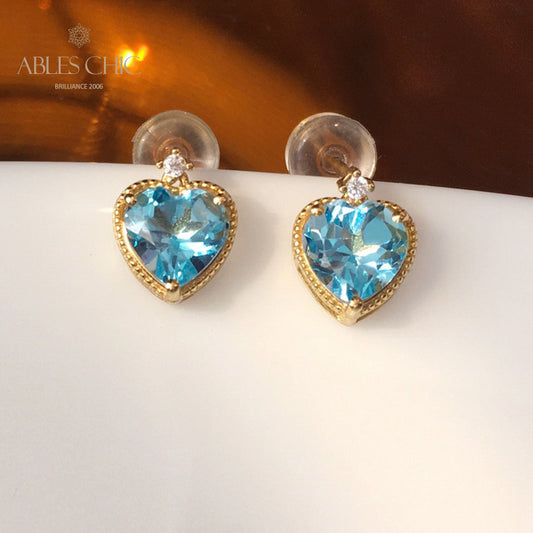 Boucles d'oreilles coeur topaze naturelle 5988