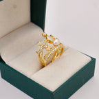 Bague de perles couronne pavée 5731