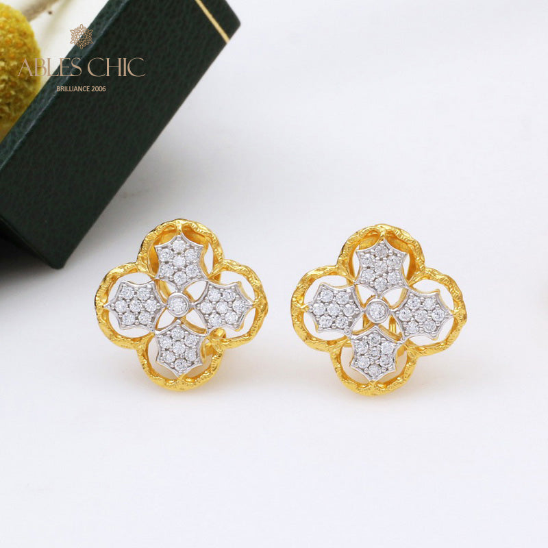 Boucles d'oreilles à tige florales prune 5407