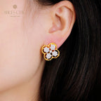 Boucles d'oreilles à tige florales prune 5407