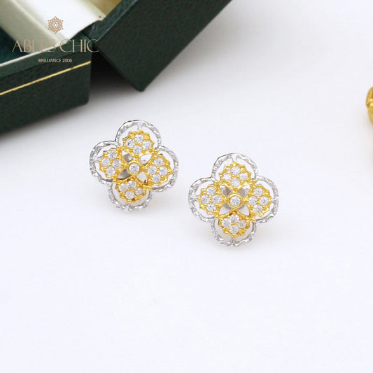 Boucles d'oreilles à tige florales prune 5401
