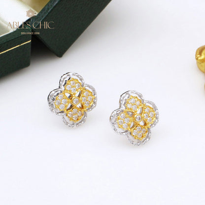 Boucles d'oreilles à tige florales prune 5401