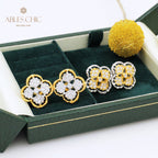 Boucles d'oreilles à tige florales prune 5401