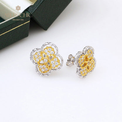 Boucles d'oreilles à tige florales prune 5401