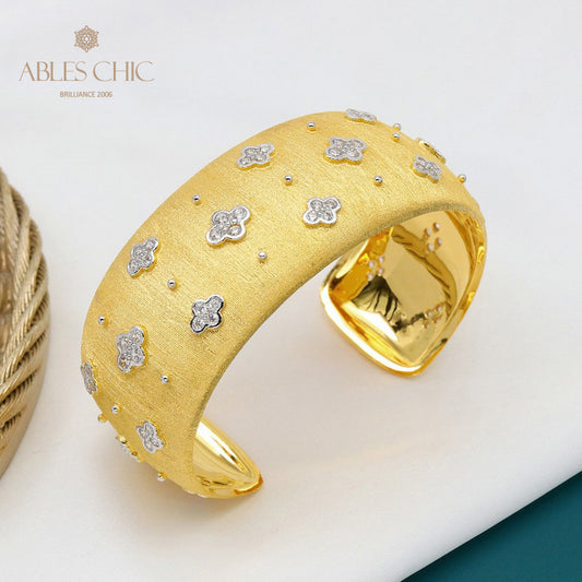 Bracelet texturé en tissu fleurs de prunier 5651