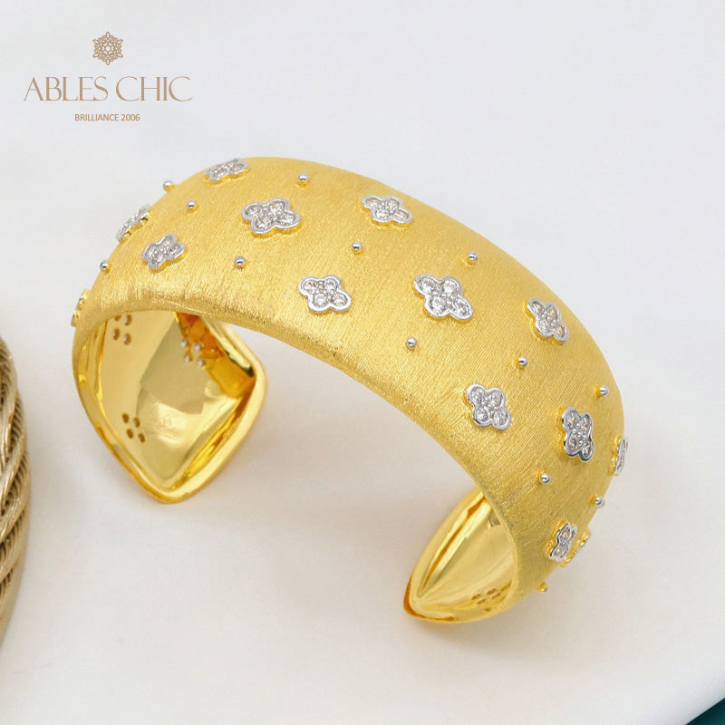 Bracelet texturé en tissu fleurs de prunier 5651